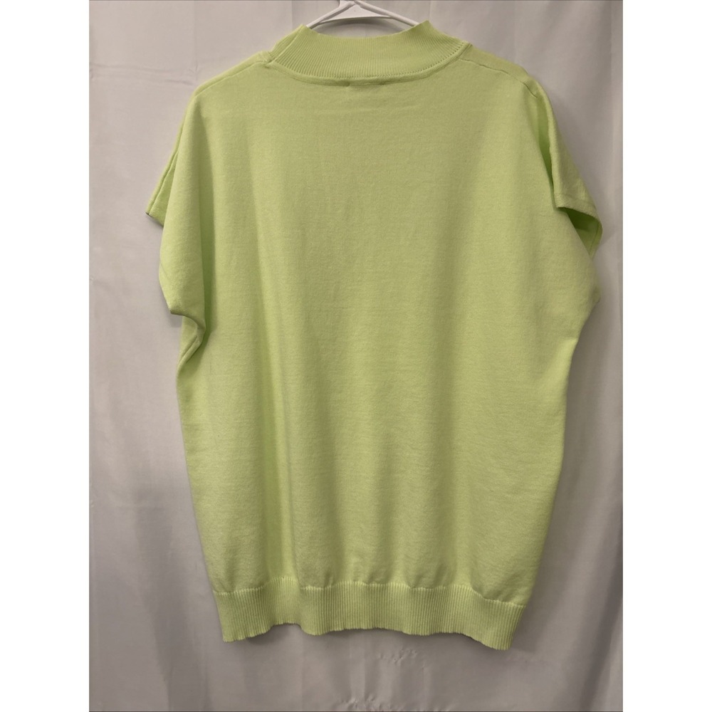Annie wear Short Sleeve Mock Neck Lime Green Summer Sweater XL - Picture 4 of 6